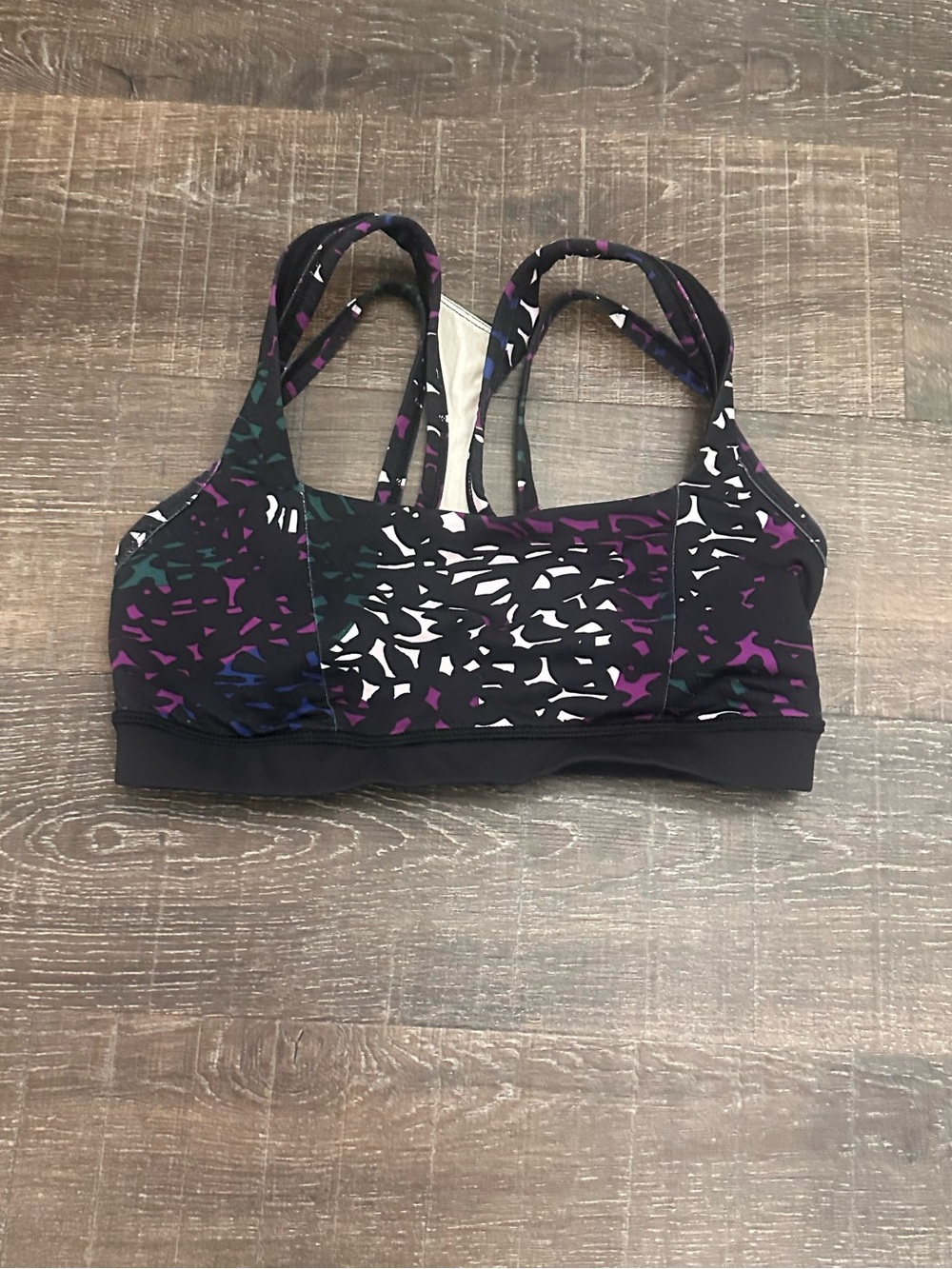 Lululemon Splendour Size 6 Black Multi-Color Strappy Sports Bra